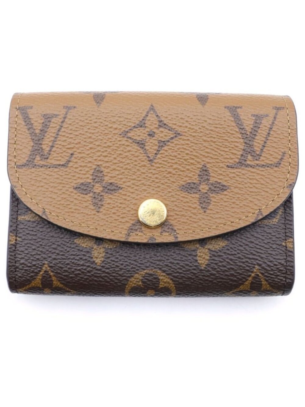 Louis Vuitton Monogram Reverse Porte Monnaie Rosalie Compact Zip Wallet Brown